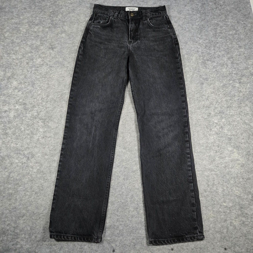 Reformation Women Black Abby High Rise Straight Jeans 25